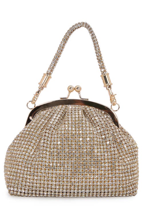 Berness Embellished Handle Rhinestone Frame Clutch In Neutral