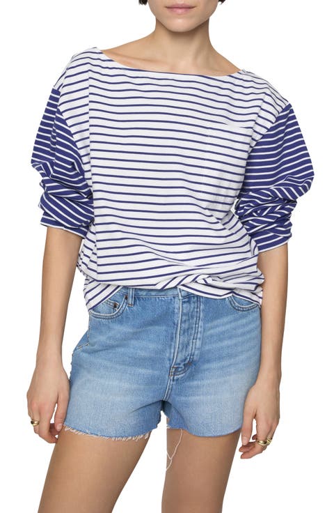 Ruby Stripe Pocket Cotton Jersey Top