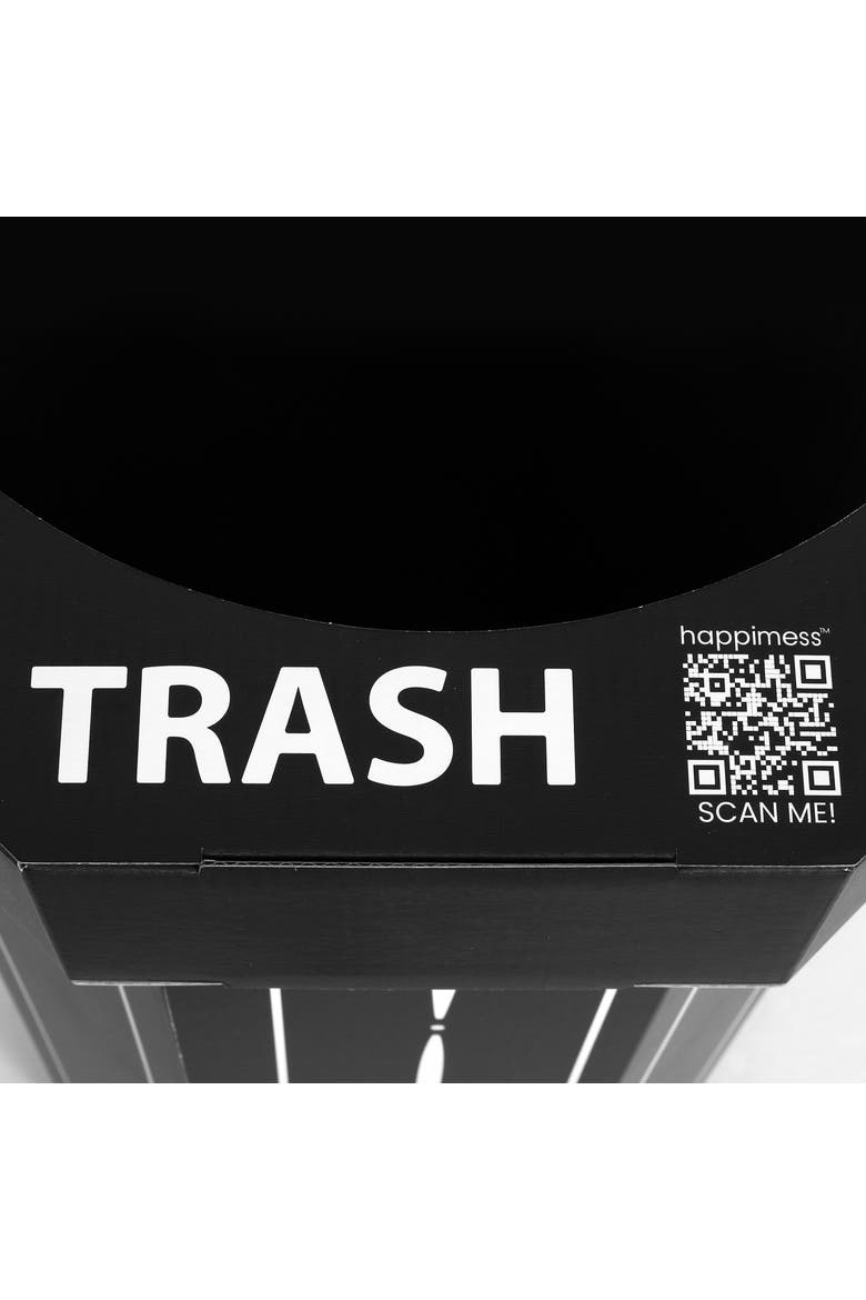 Fleur Traditional Classic Disposable Corrugated Cardboard Event Trash Can and Recycling Bin, Alternate, color, Bridal Black