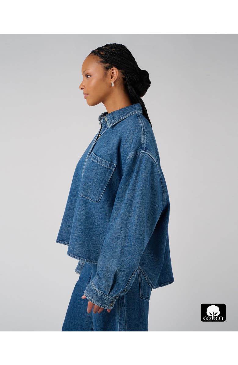 WeWoreWhat Boxy Boyfriend Overshirt, Alternate, color, Mid Wash