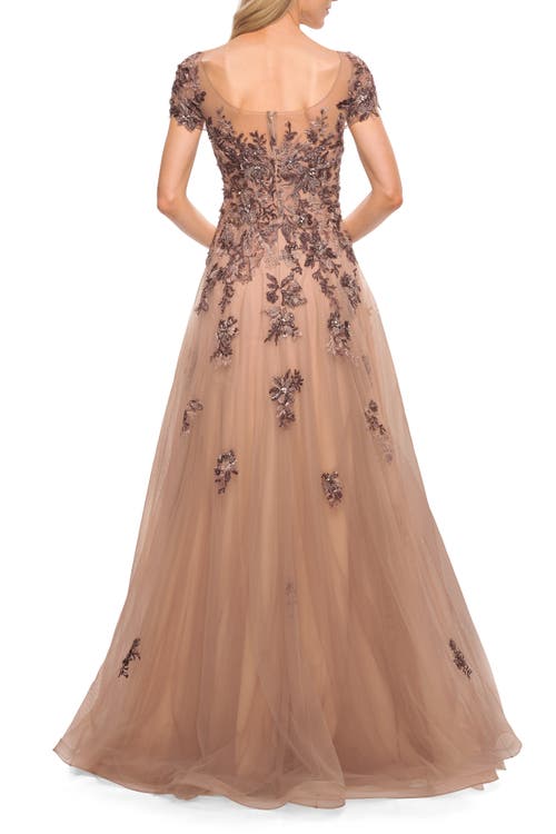 La Femme Gorgeous Beaded And Tulle A-line Gown