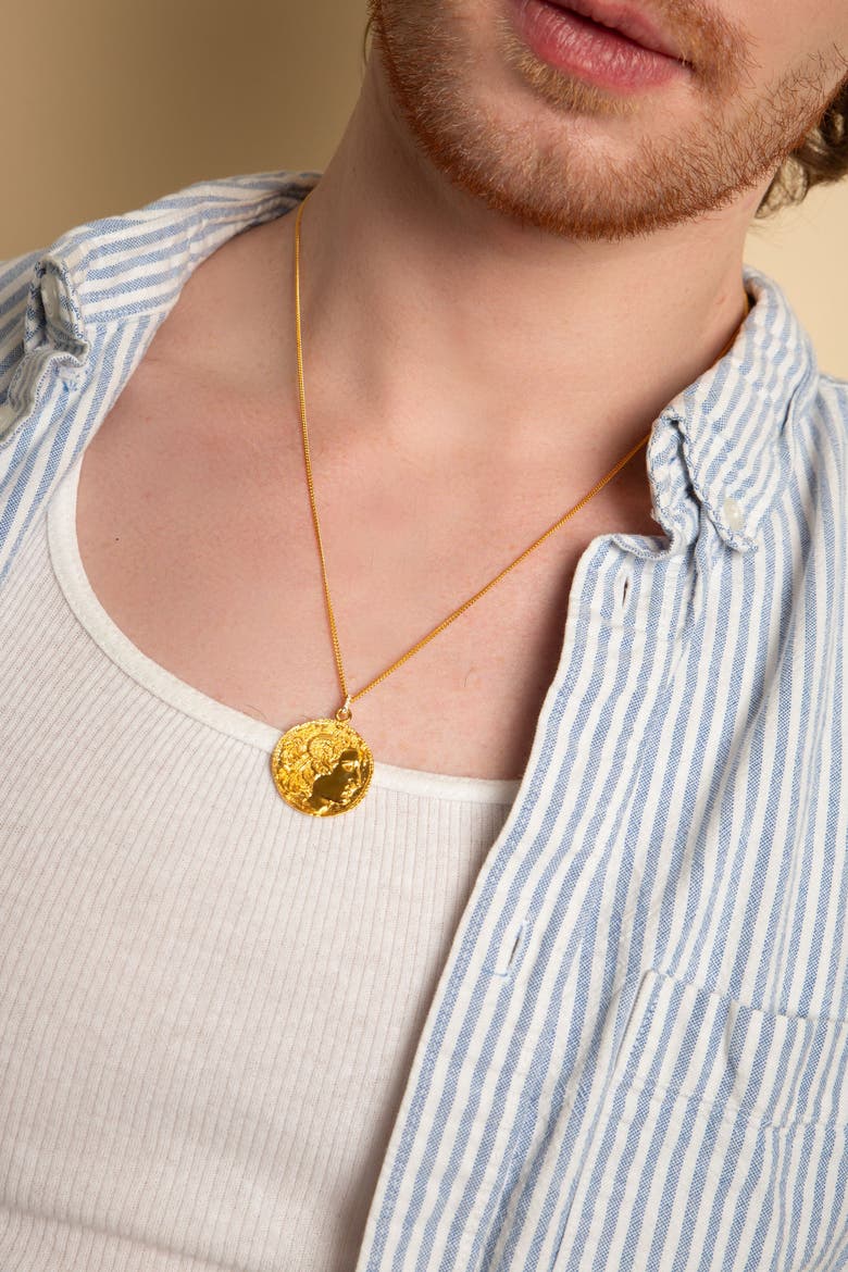Alexander the Great Bust Antique Coin Necklace, Alternate, color, White