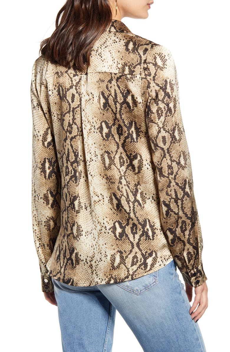Endless Rose Snake Print Wrap Blouse, Alternate, color, 
