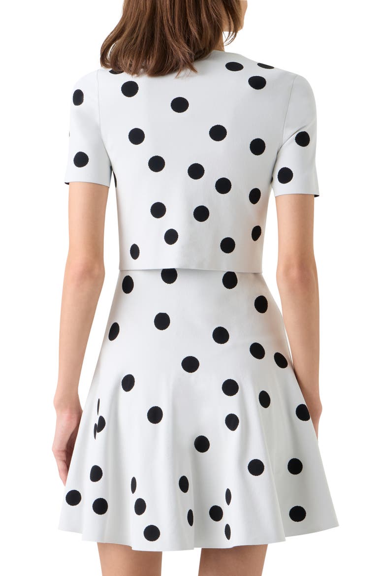 Polka Dot Jacquard Fitted Crop Jacket, Alternate, color, CREAM-BLACK