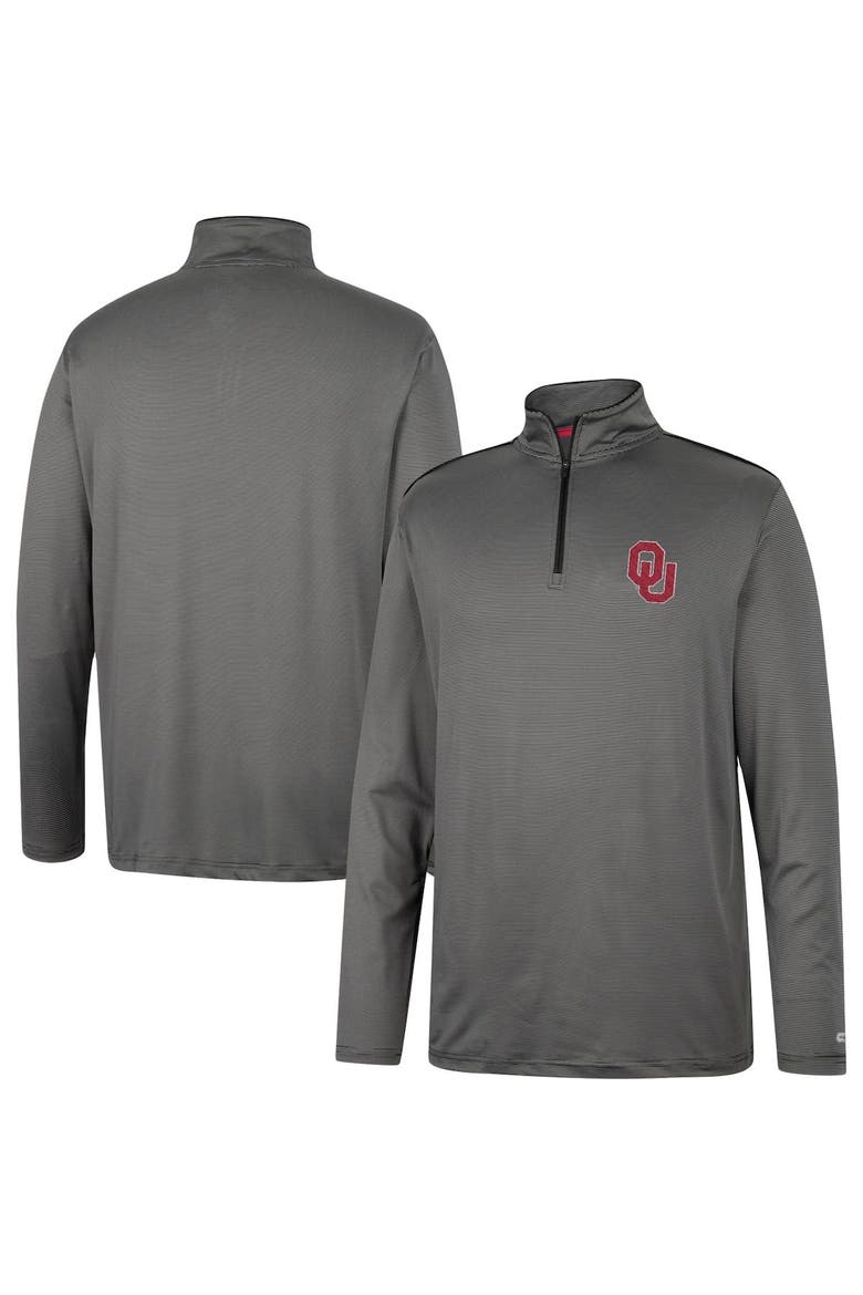 Men's Colosseum Charcoal Oklahoma Sooners Logo Quarter-Zip Windshirt, Main, color, Charcoal