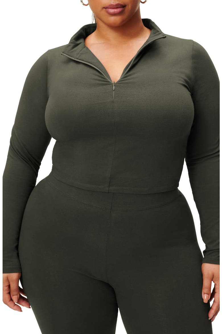 Zip Mock Sleeve Top, Alternate, color, INK001