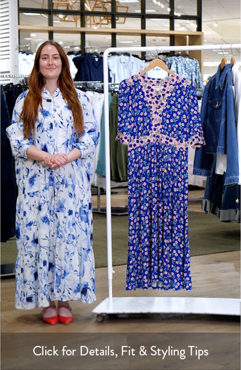 Lila Floral Print A-Line Dress, sales video thumbnail