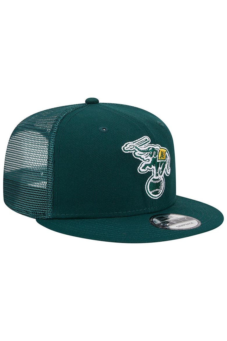 Men's New Era Green Oakland Athletics Cooperstown Collection Team Color Trucker 9FIFTY Snapback Hat, Alternate, color, Green