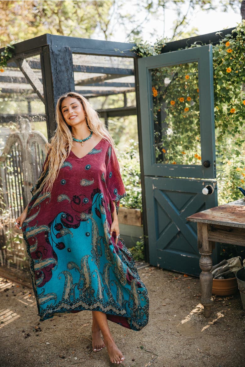 Long Caftan Daphne, Alternate, color, Purple & Blue