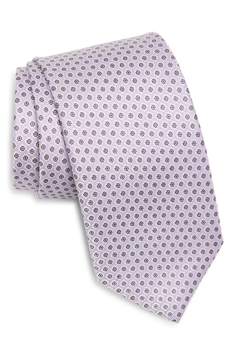 Neat Floral Medallion Silk Jacquard Tie, Main, color, LILAC