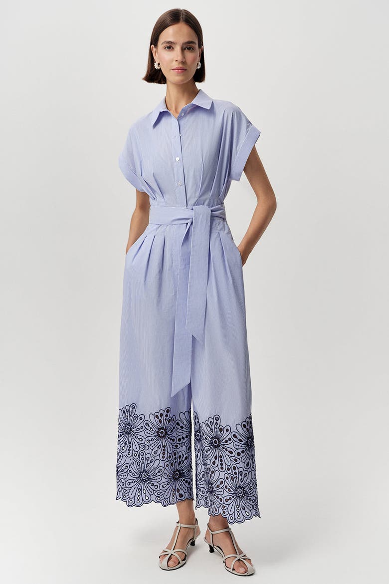 Zoie Short Sleeve Button Belted Jumpsuit, Main, color, Multi Color