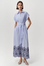 Exquise Zoie Short Sleeve Button Belted Jumpsuit