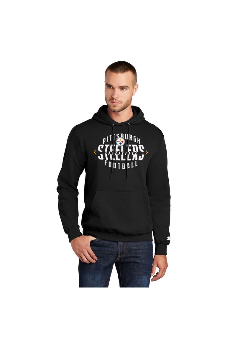 Men's Starter Black Pittsburgh Steelers Football Pullover Hoodie, Main, color, Black