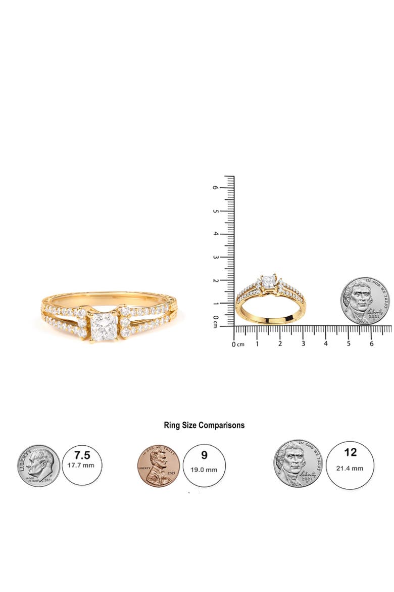 14K Yellow Gold Diamond 5/8 Cttw Diamond Split Shank and Milgrain Engagement Ring, Alternate, color, Yellow