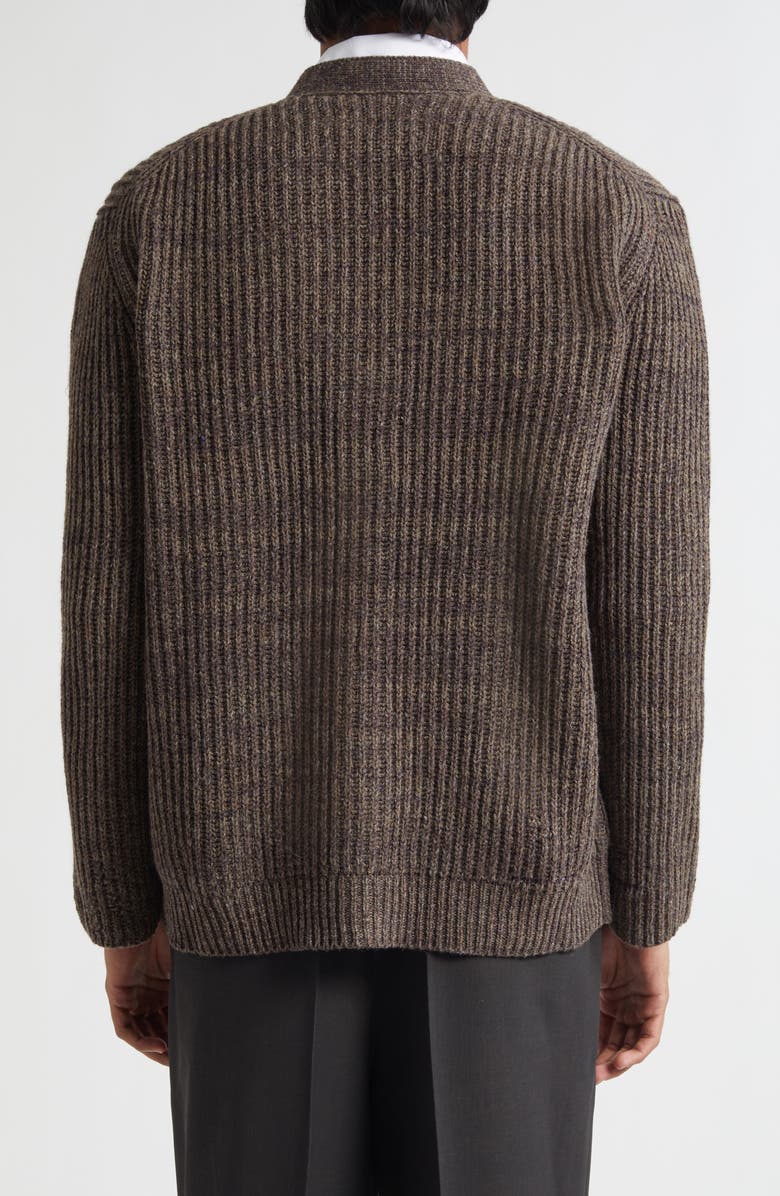 Maison Margiela Virgin Wool Blend Cardigan, Alternate, color, Brown
