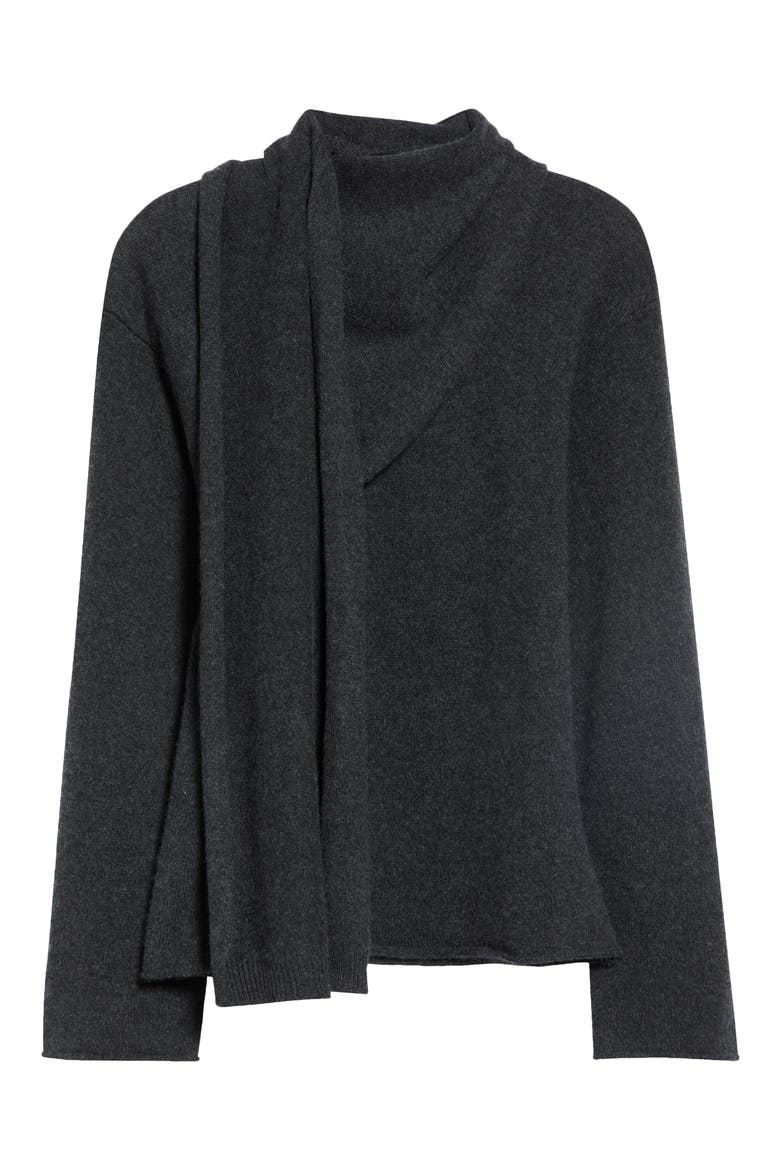 Frances Cashmere Wrap Scarf Sweater, Alternate, color, CHARCOAL