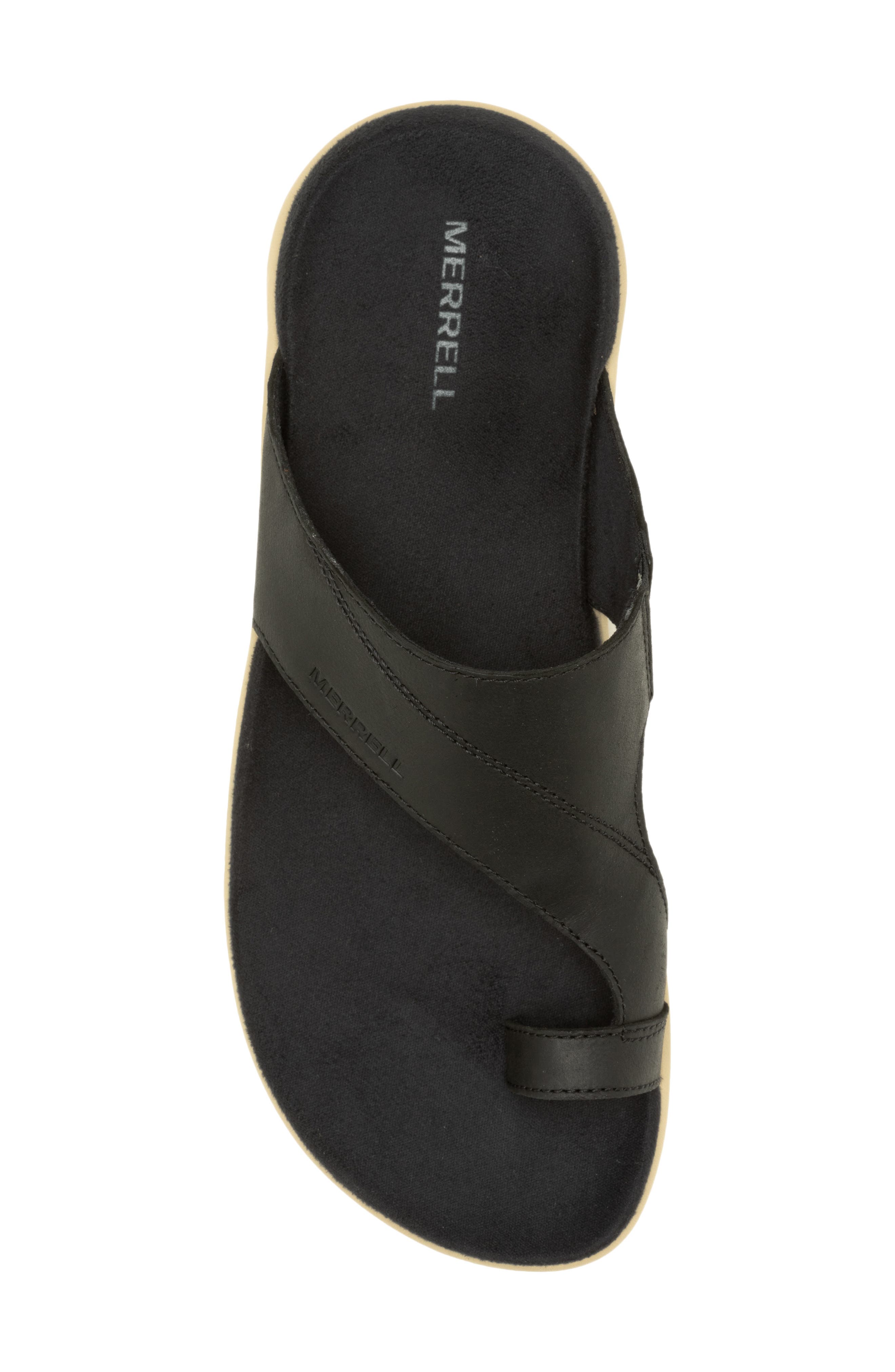District 4 Luxe Post Leather Slide Sandal, Alternate, color, BLACK
