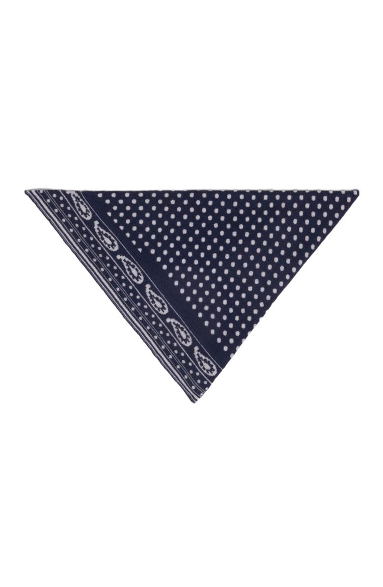 maje Reversible triangle scarf, Main, color, Navy Polka Dot Bandana Print