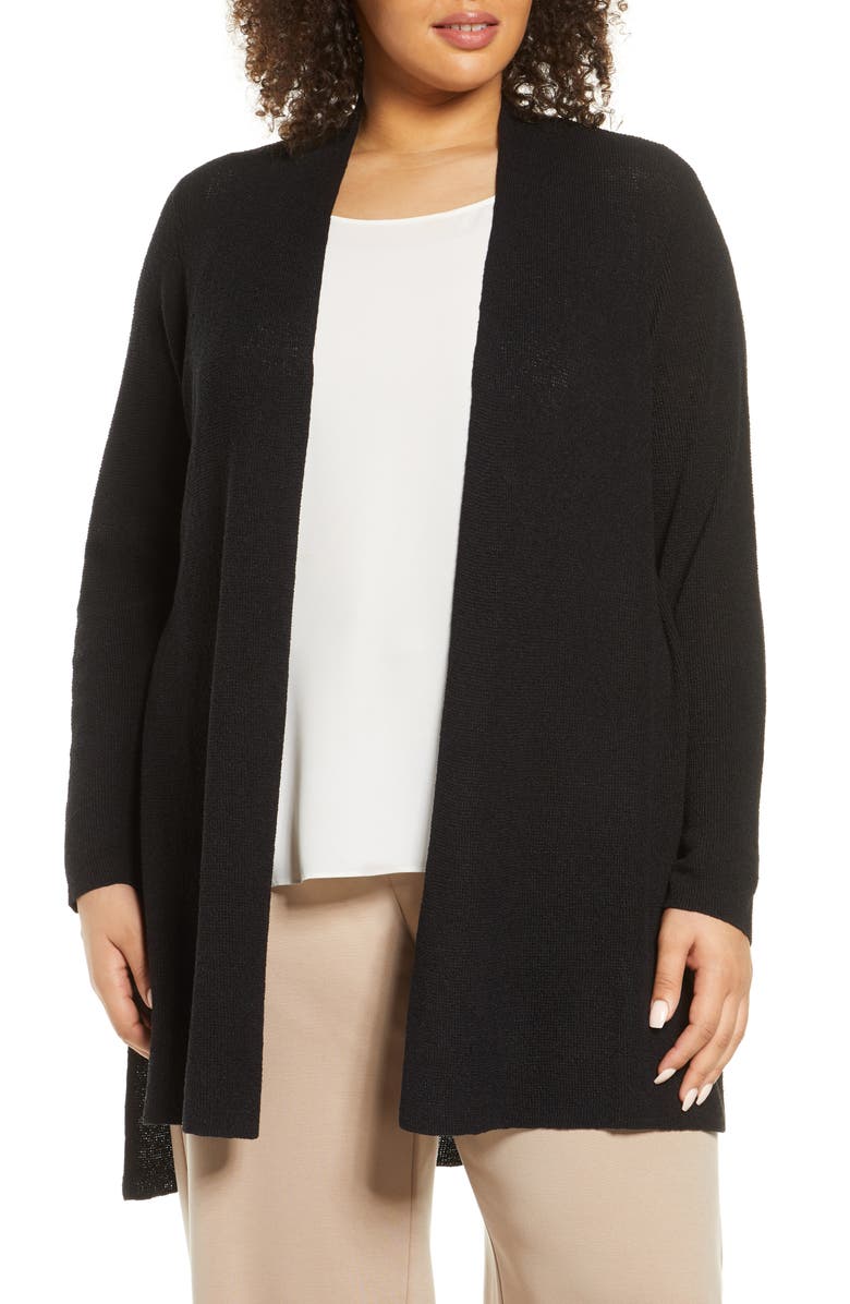 Eileen Fisher Organic Linen Blend Long Cardigan, Main, color,