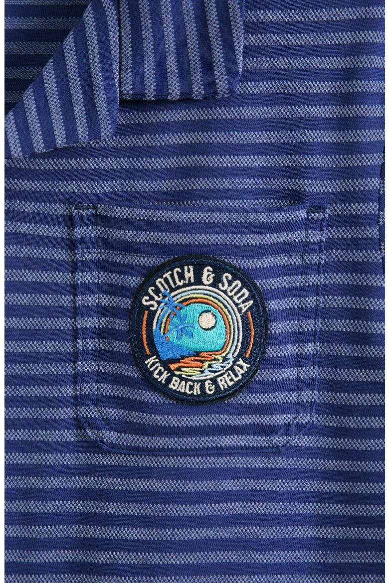 Kids' Stripe Cotton Jersey Piqué Polo, Alternate, color, BLUE DEPTHS