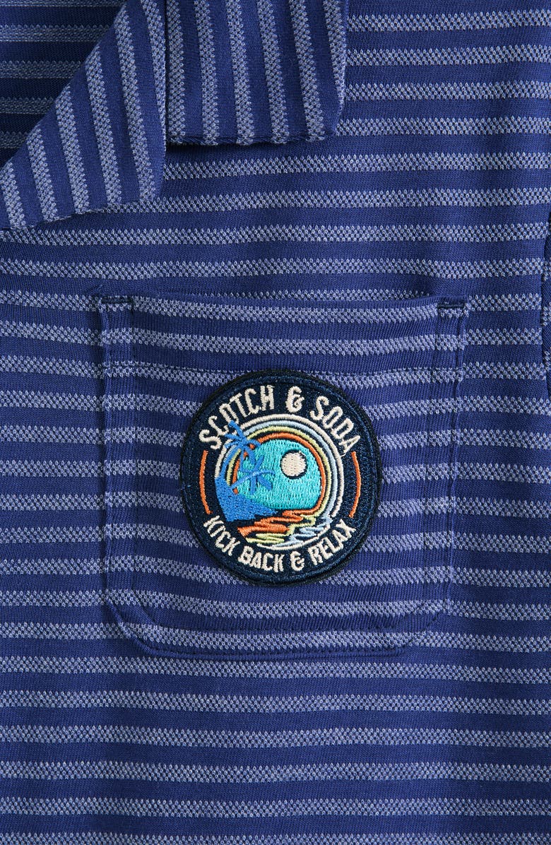 Scotch & Soda Kids' Stripe Cotton Jersey Piqué Polo, Alternate, color, Blue Depths