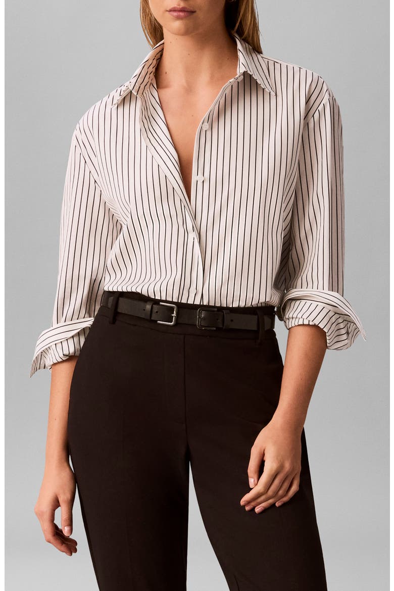Striped Cotton Poplin Shirt, Alternate, color, PHOTO WHITE/ BLACK
