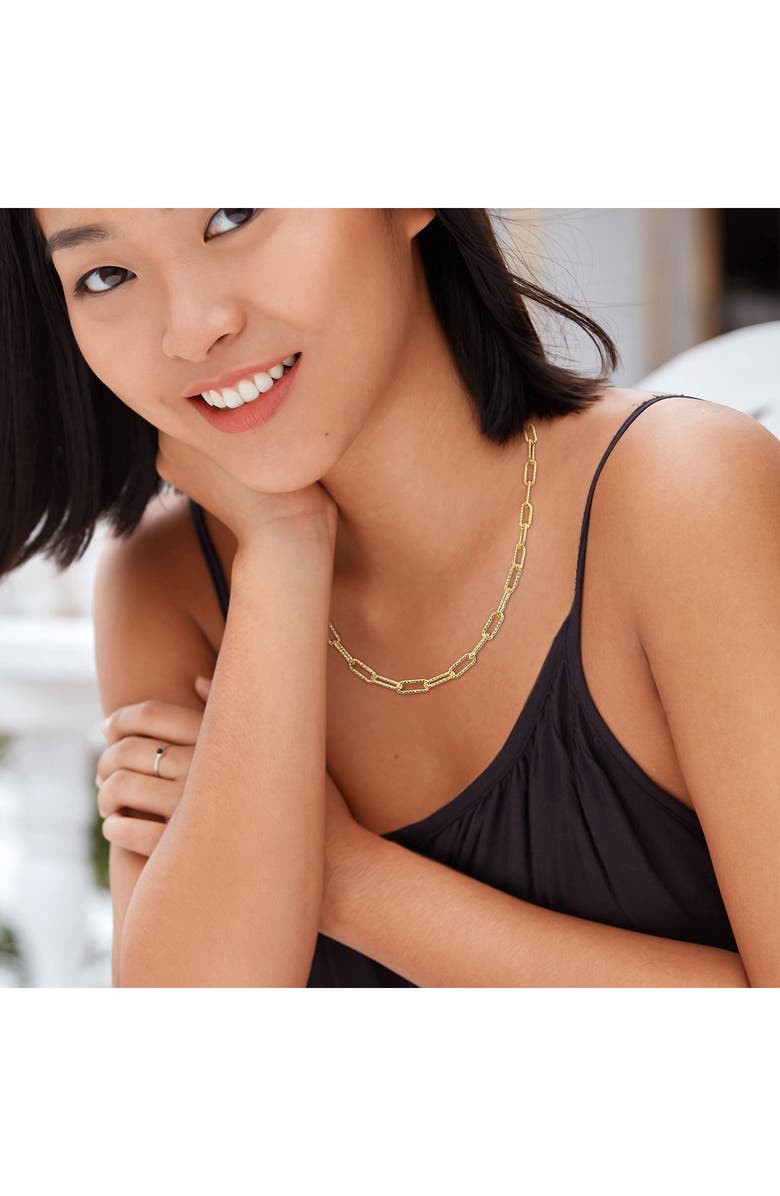 DELMAR Textured Paper Clip Chain Necklace, Alternate, color, Yellow