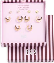 BP. Set of 5 14k Gold Dipped Cubic Zirconia Earrings