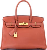 Pre-Owned Hermes Birkin Handbag Brown Togo with Gold Hardware 30