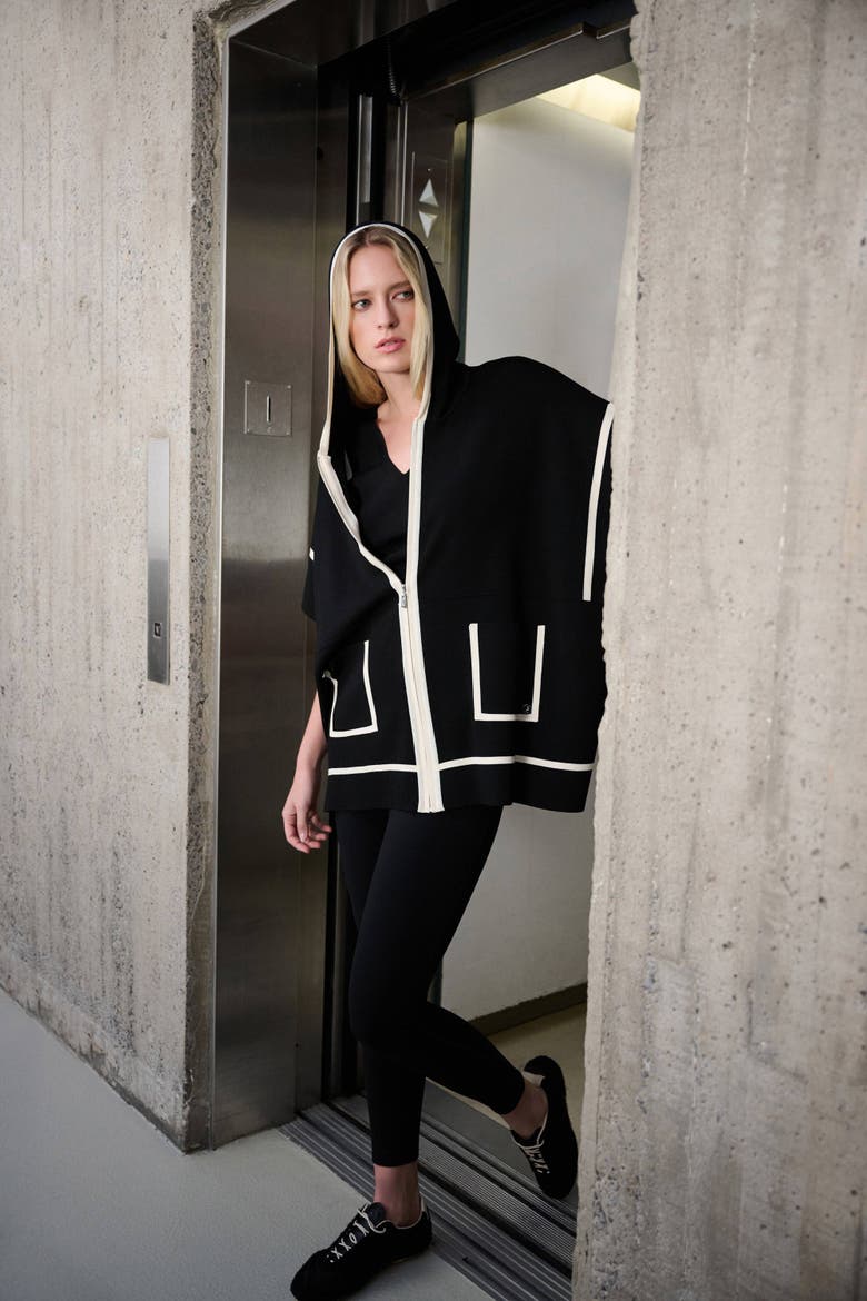 Dry Viscose Hooded Boxy Jacket, Alternate, color, Black