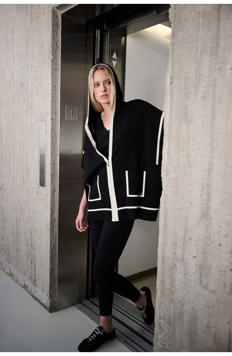 Joseph Ribkoff Dry Viscose Hooded Boxy Jacket, Alternate, color, Black
