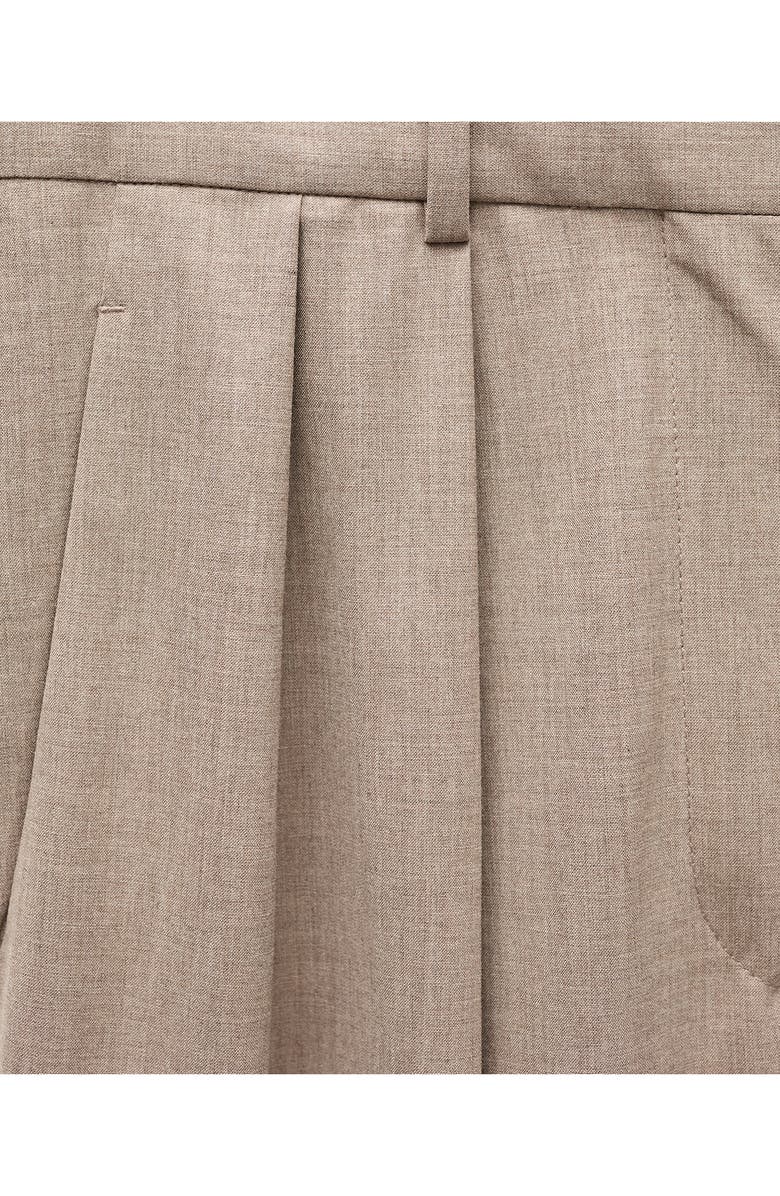 MANGO Pleated Wide Leg Suit Pants, Alternate, color, Brown