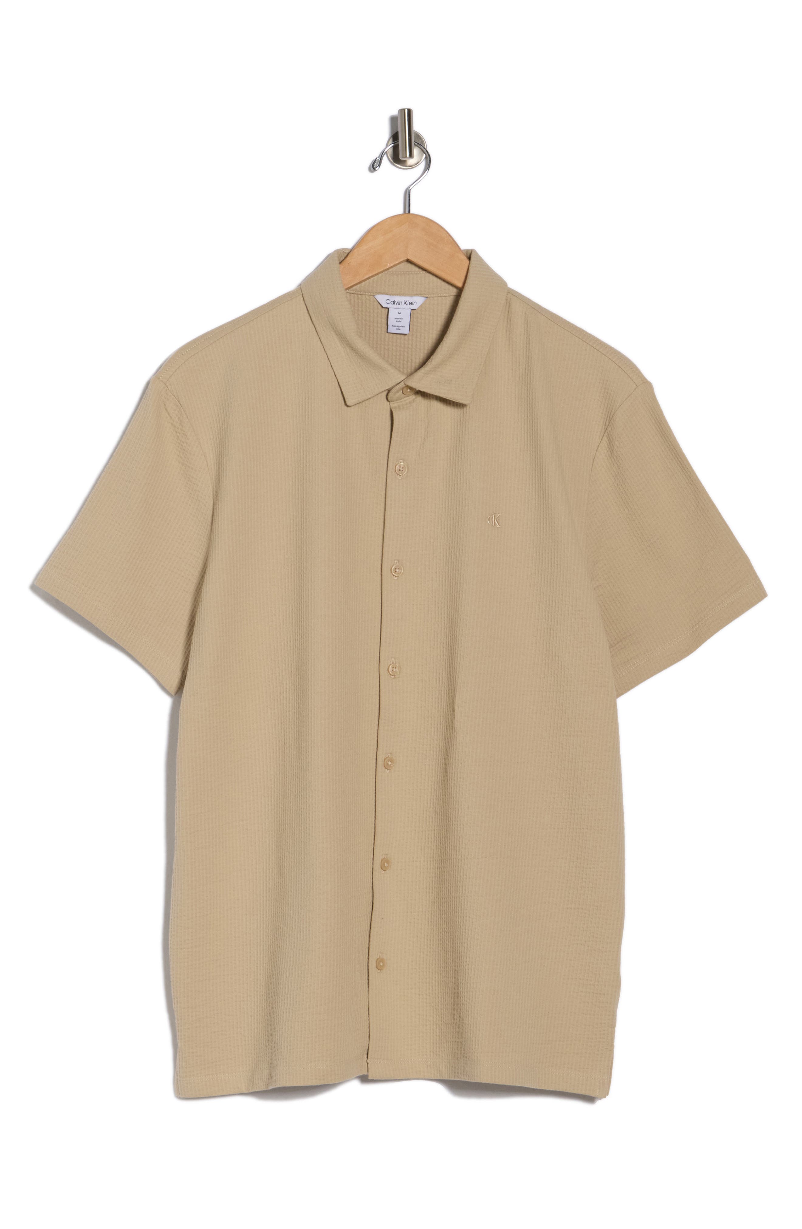 Calvin Klein Seersucker Button Front Polo