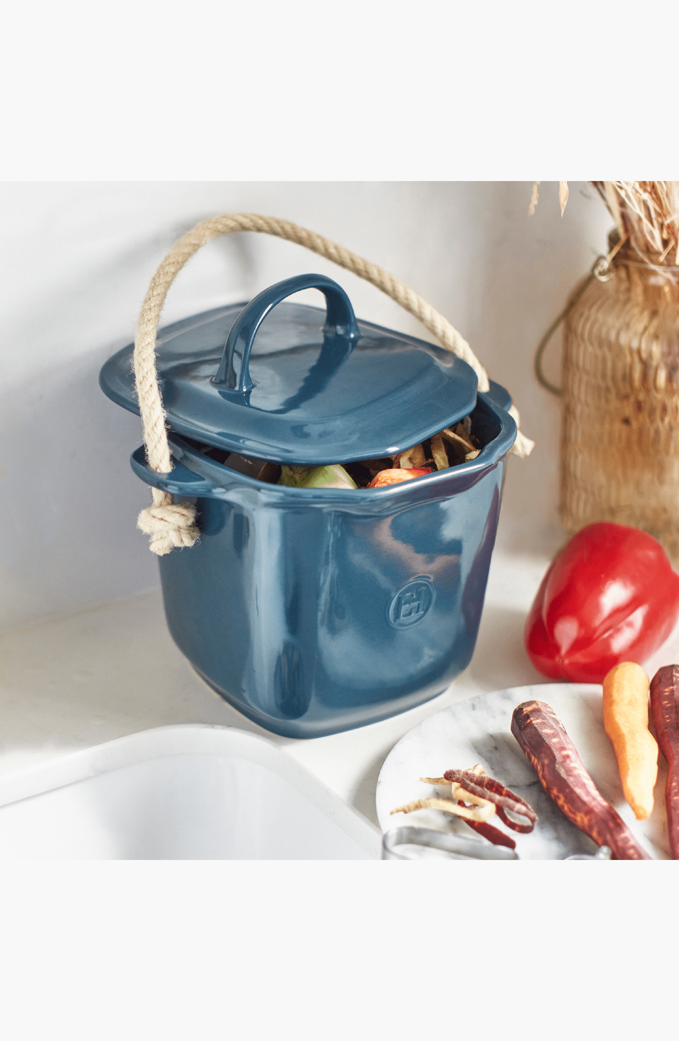 Emile Henry Blue Flame Ceramic Compost Bin | Nordstromrack