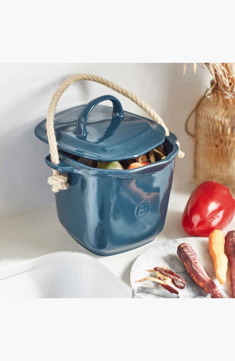 Emile Henry Blue Flame Ceramic Compost Bin, Alternate, color,