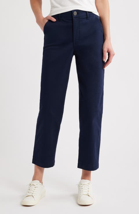 Skyrise Slim Straight Leg Twill Pants
