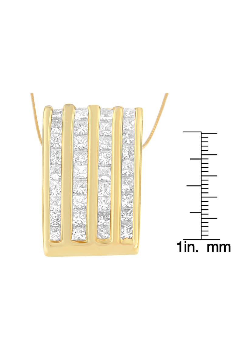 14K Yellow Gold 2 1/3 cttw Princess Cut Diamond Block Pendant Necklace, Alternate, color, Yellow