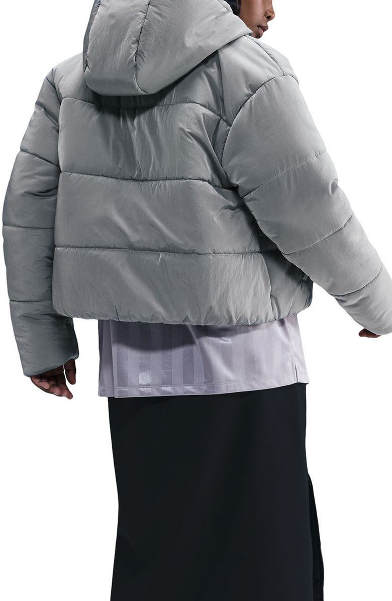 Nike Sportswear Therma-FIT Water Resistant Hooded Puffer Jacket, Alternate, color, Grey/ Black