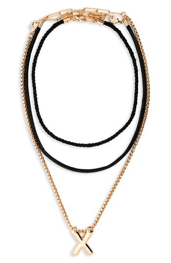 Open Edit Set Of 3 Interchangeable Initial Pendant Necklaces In Multi