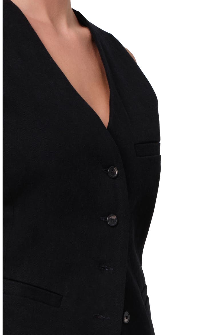 Jasmin Denim Longline Vest, Alternate, color, BLACK