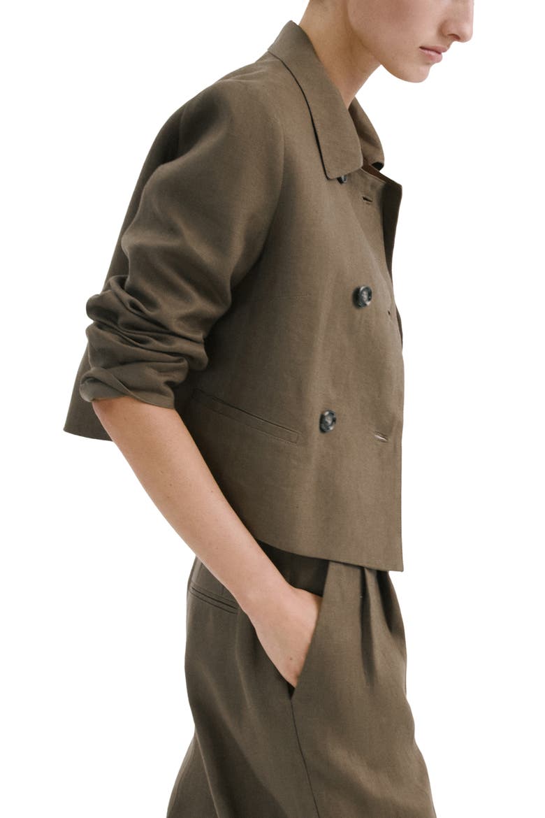 Double Breasted Linen Jacket, Alternate, color, KHAKI GREEN