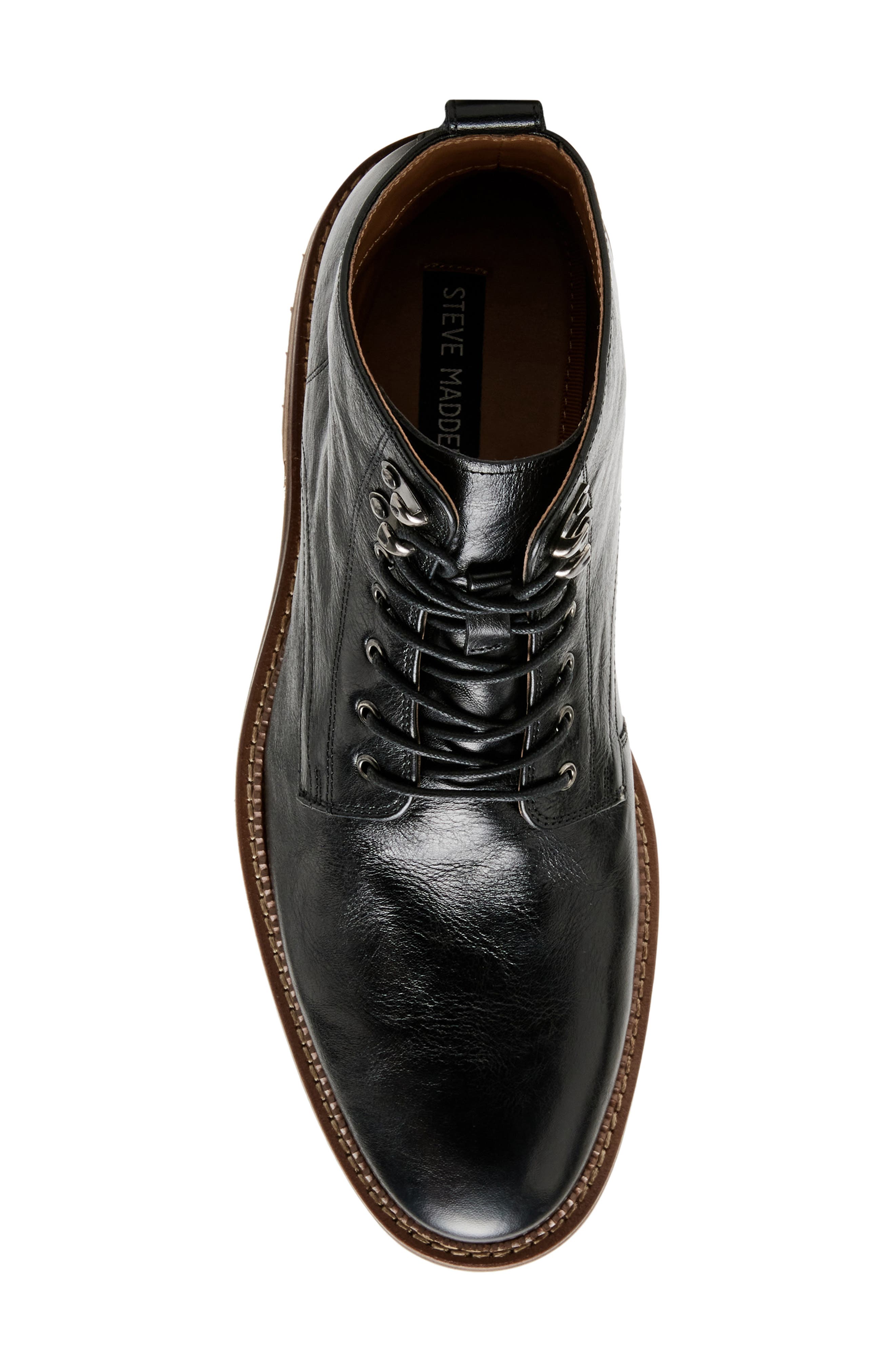 Steve Madden Noby Lace-Up Boot, Alternate, color, Black