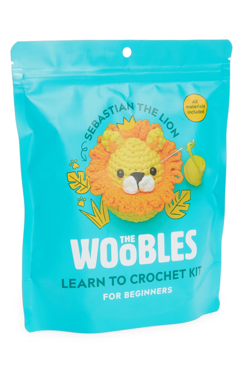 THE WOOBLES Lion Crochet Kit, Main, color, Yellow