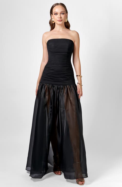 Bariano Haisley Strapless Sheer Skirt Maxi