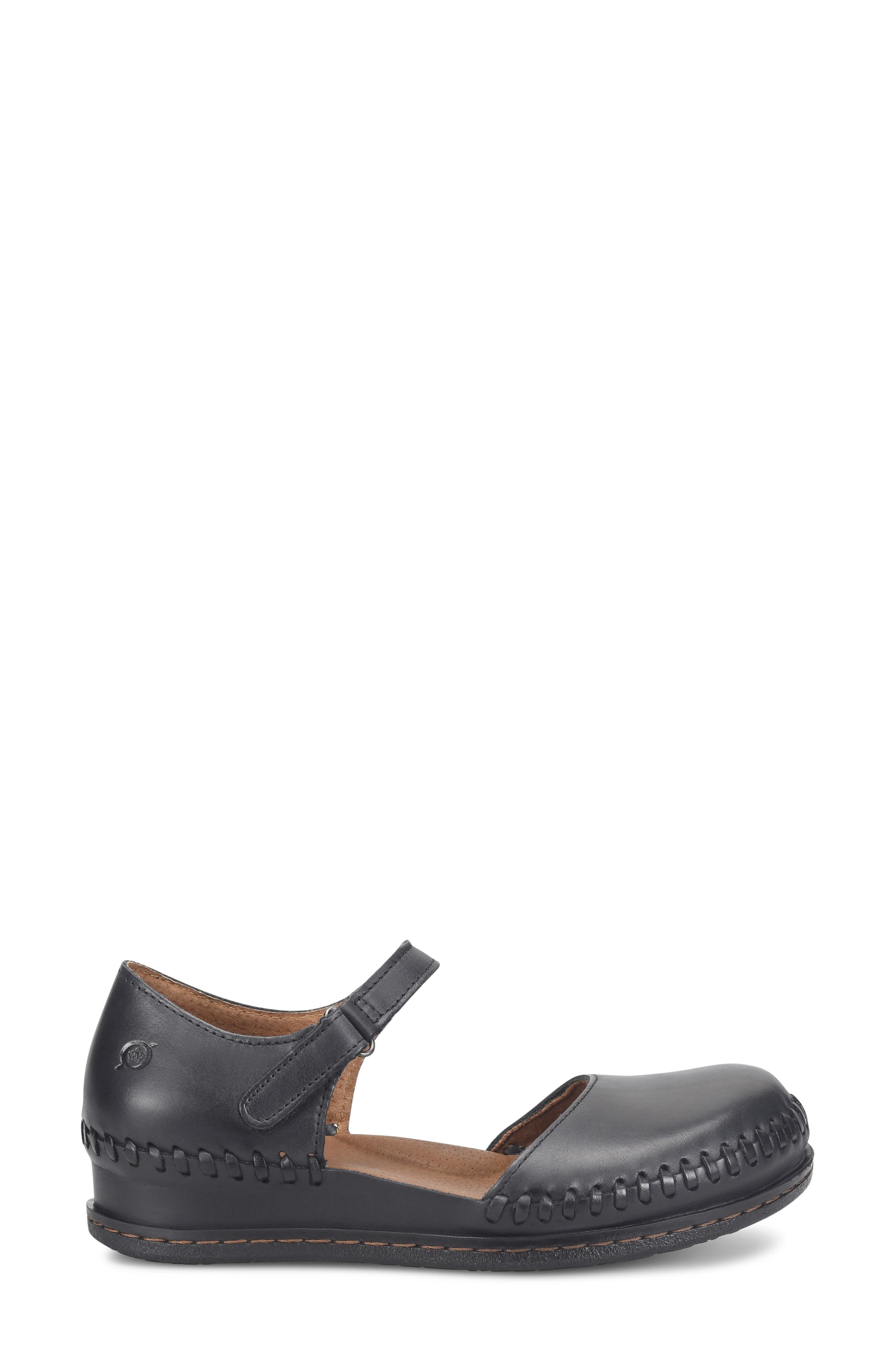 Børn Ela Ankle Strap Flat, Alternate, color, Black Leather