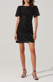 ASTR the Label Sequin Flutter Sleeve Minidress
