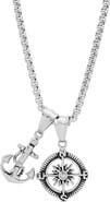 STEELTIME Men's Anchor & Compass Pendant Necklace