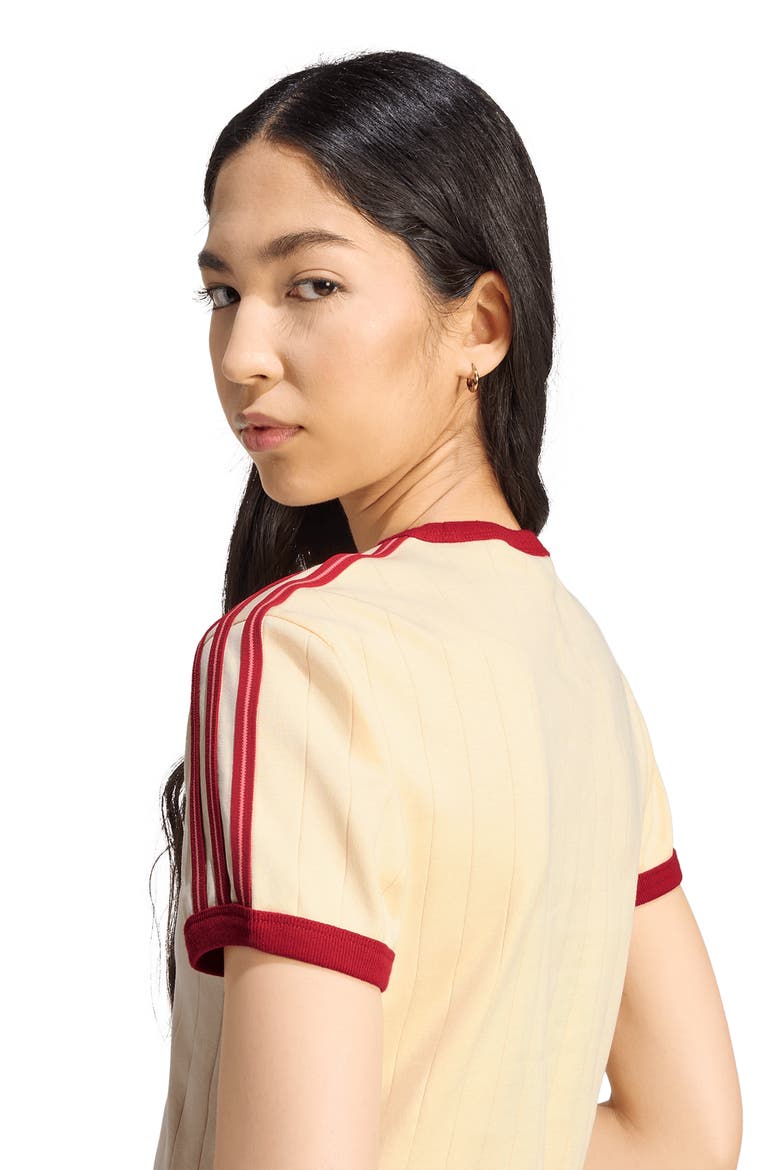 Pinstripe Slim Cotton T-Shirt, Alternate, color, VANILLA/ VICTORY RED/ SCARLET