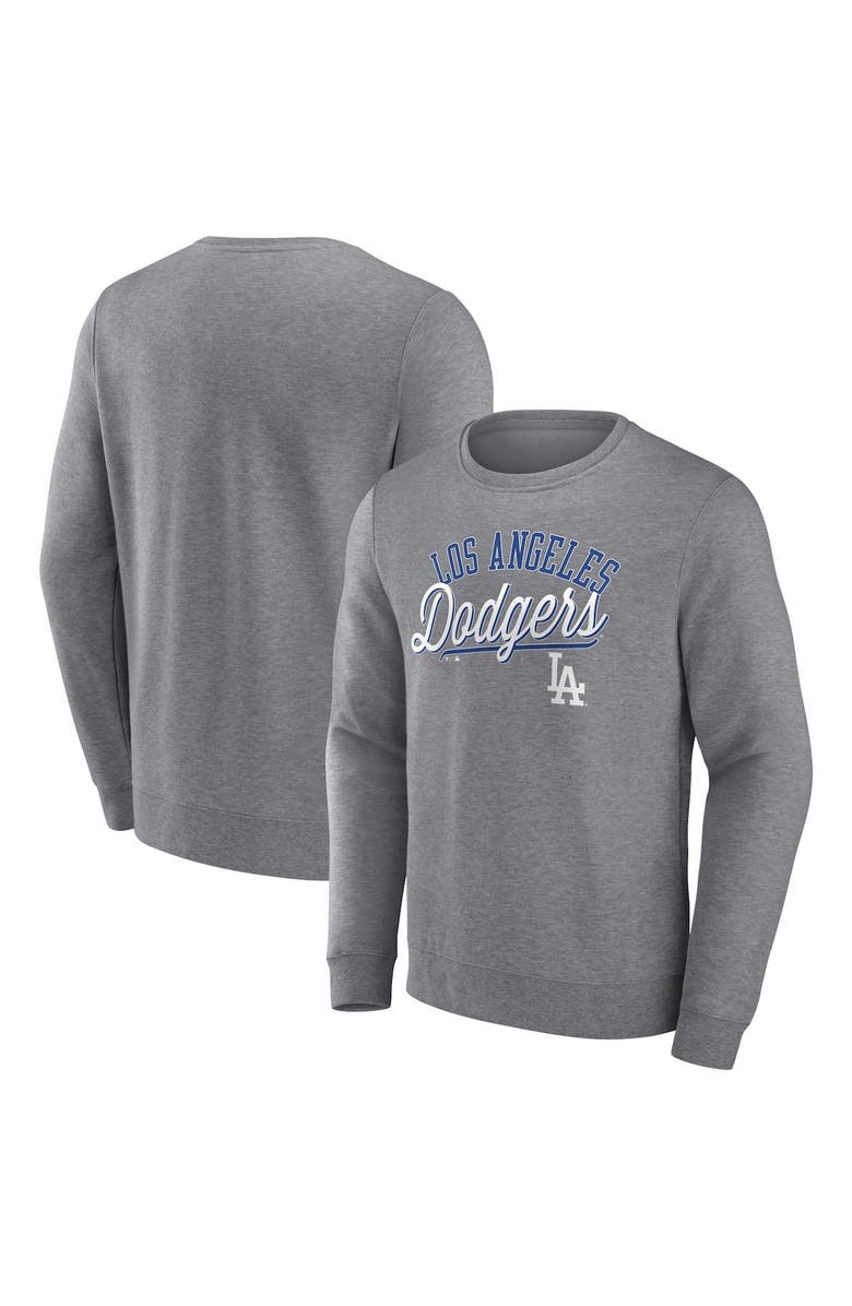 FANATICS Men's Fanatics Heather Gray Los Angeles Dodgers Simplicity Pullover Sweatshirt, Alternate, color, Heather Gray