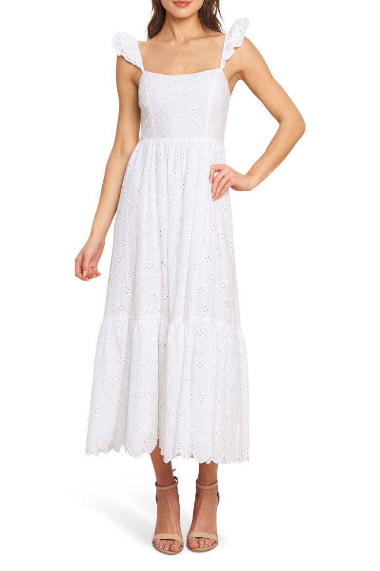 Embroidered Eyelet Cotton Sundress, Main, color, WHITE